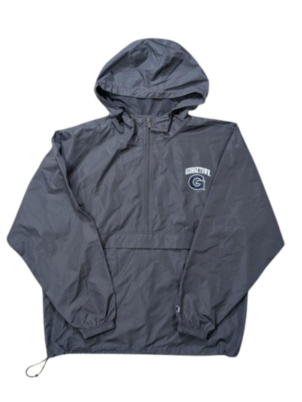 Champion Georgetown Hoyas Windbreaker Pullover Jacket Gray Mens XL Quarter Zip
